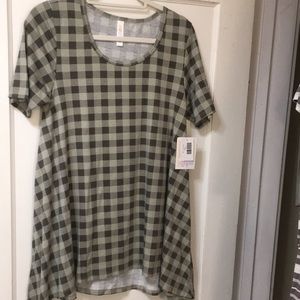 Nwt Lularoe perfect t small checkered olive